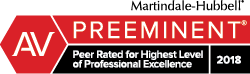 Martindale-Hubbell AV Preeminent - Peer Rated for Highest Level of Professional Excellence 2018